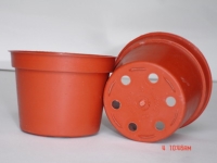 Red low planter (3” dia.; flat-bottomed)