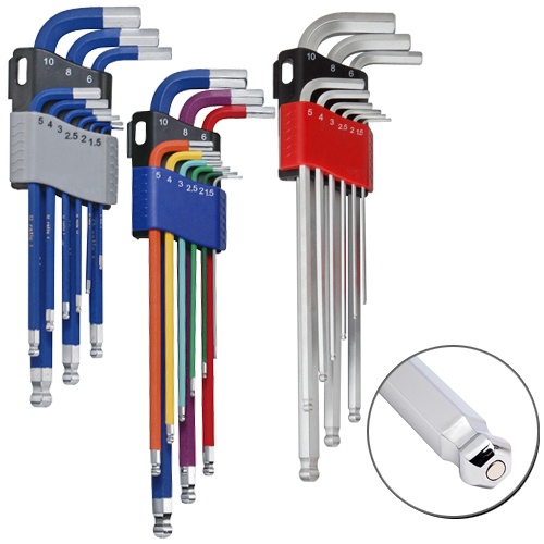 Magnetic ball-point/hex key wrench set (short, long, extra long)