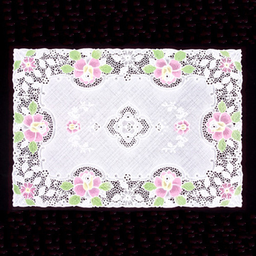 Vinyl Crochet Lace Table Mat With Spray