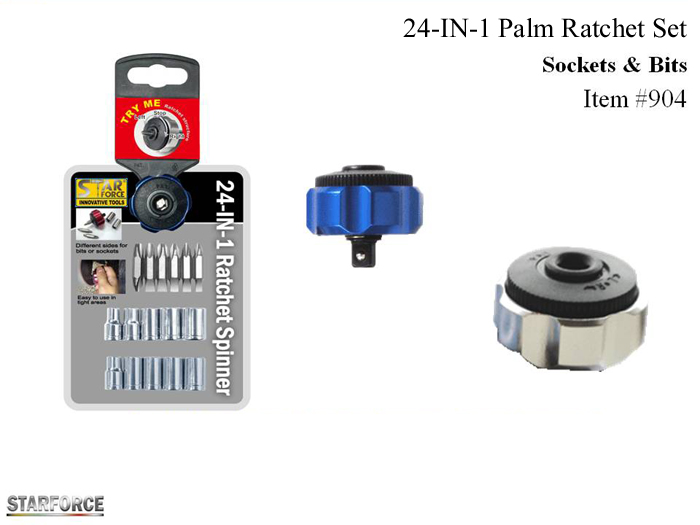 24-IN-1 Palm Ratchet Set Sockets & Bits