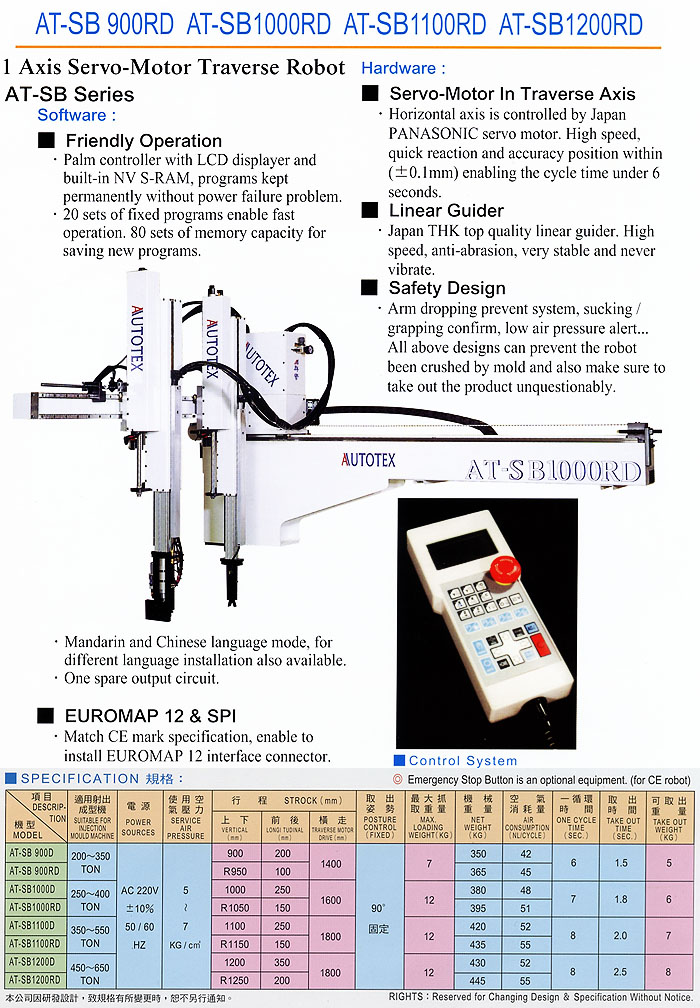 Axis Servo-Motor Traverse Robot AT-SB Series