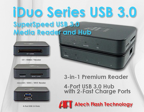 Atech Flash Technology iDuo讀卡機和USB 3.0集線器