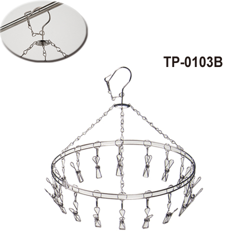 不鏽鋼圓框18夾曬衣架(線型夾)