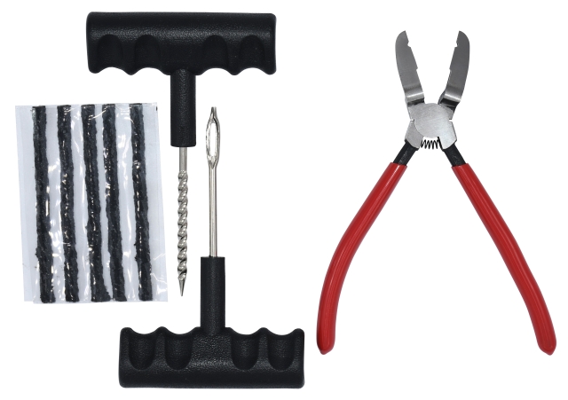 TIRE REPAIR SET( REMOVAL/TRIM PLASTIC RIVETS BUCKLE CLAMP PLIERS)