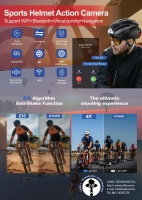 多功能智能運動頭盔運動相機支持WiFi+藍牙+語音控制+導航