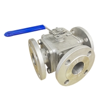 HJV-03 Stainless steel 3-way Ball valve full port flange end