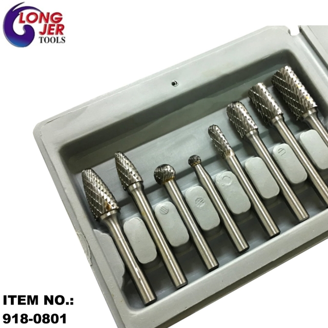 8PC DOUBLE CUT CARBIDE ROTARY BURR SET FOR GRINDING TOOLS