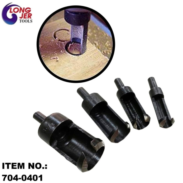 4PCS PLUG CUTTER DRILL BIT SET FOR WOODWORKING & POWER TOOLS