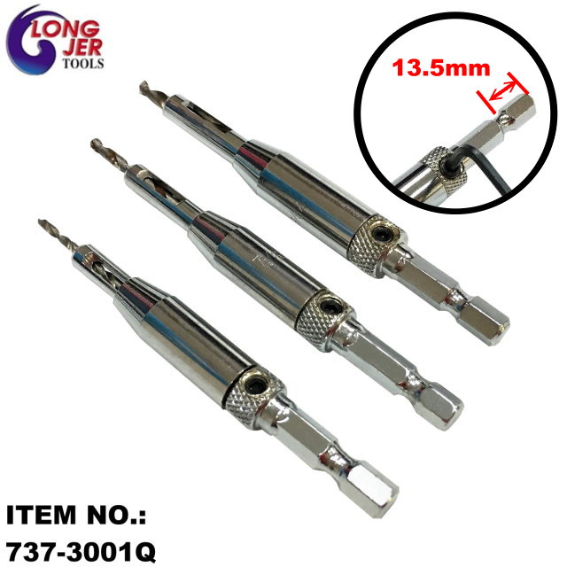 3 PCS SELF-CENTERING HINGE DRILL BIT SET