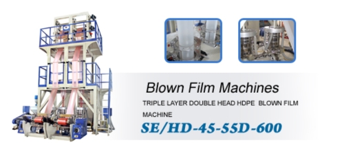 TRIPLE LAYER DOUBLE HEAD HDPE BLOWN FILM MACHINE