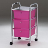 3-layer electroplated silver storage cart with PP drawers 