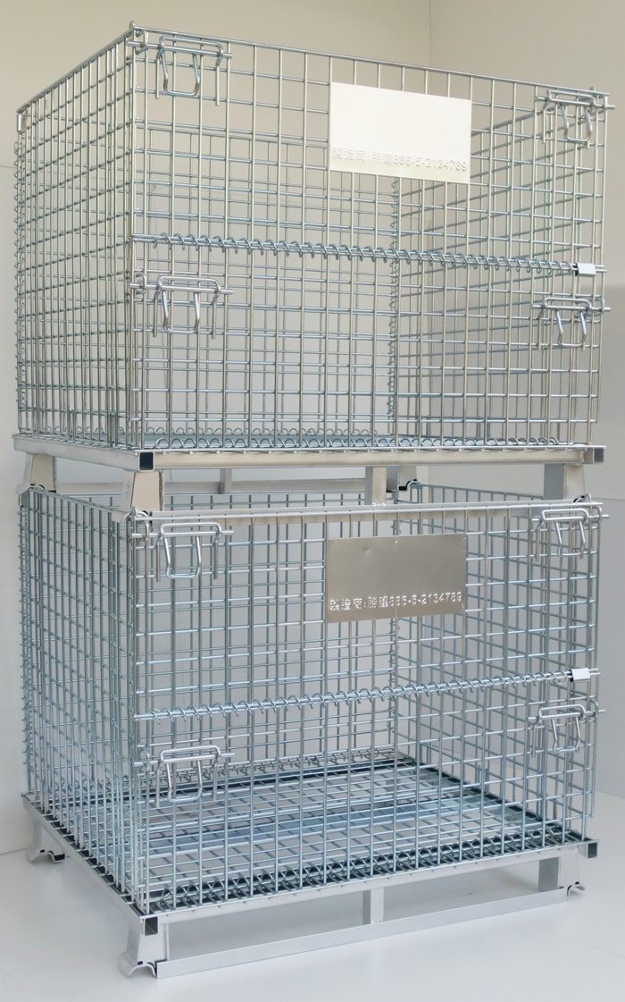 Foldable Wire Mesh Pallet with Sideway. (use in Automated Warehouse)