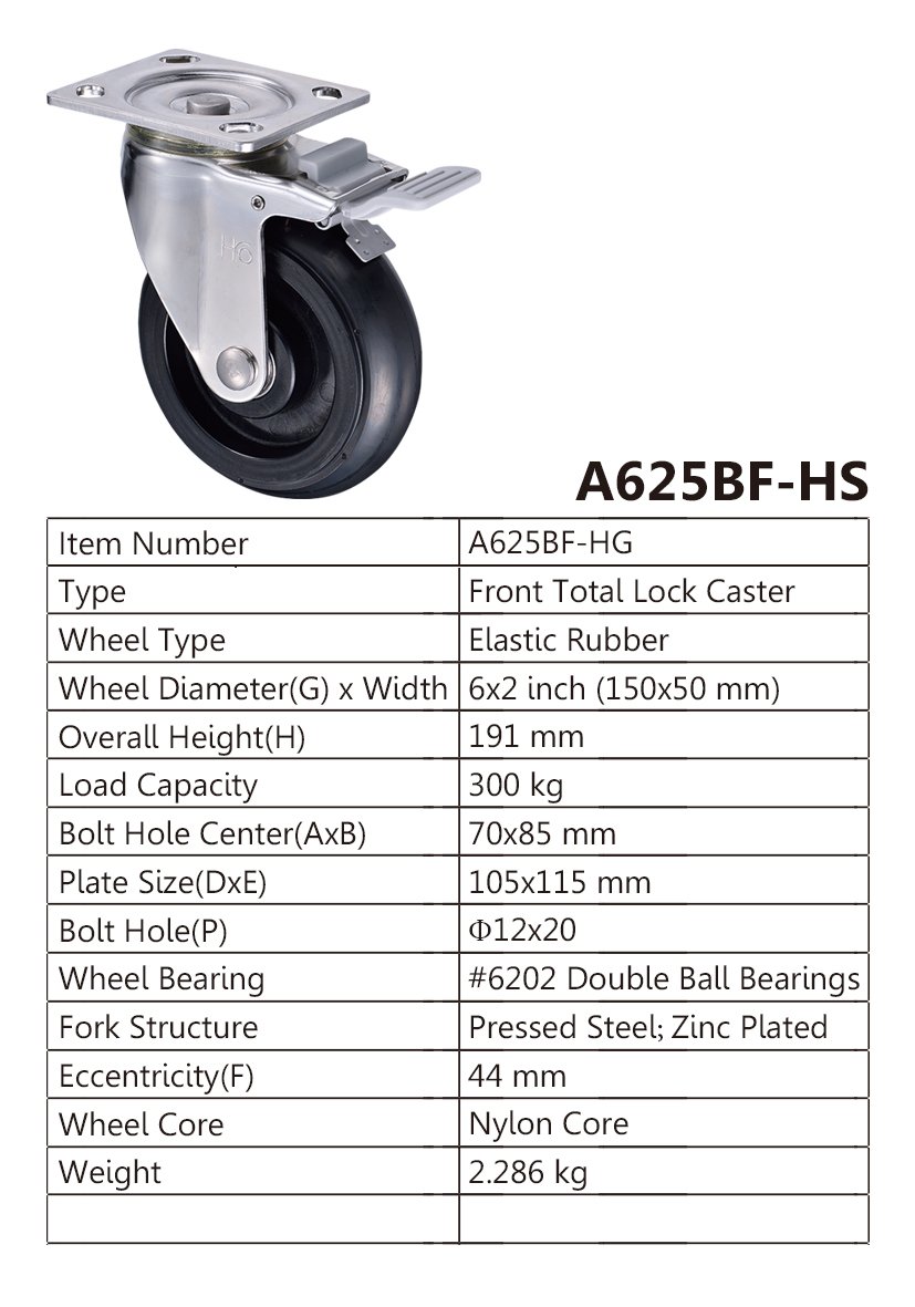 Elastic Rubber Heavy Duty 6 inch Wheels for Trolleys