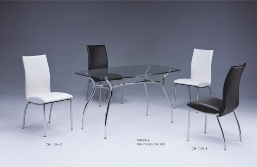 Dining table, Dining chair, Glass table, Tube furniture, Dining furniture