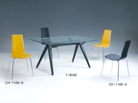 Dining table, Dining chair, Glass table, Tube furniture, Dining furniture