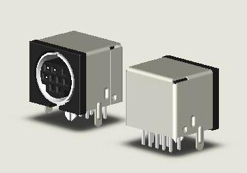 9P MINI DIN R/A SOCKET DIP TYPE