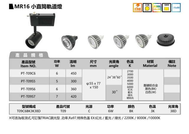 MR16 TRACK SPOT LIGHT