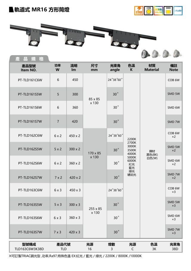 MR16 TRACK SPOT LIGHT