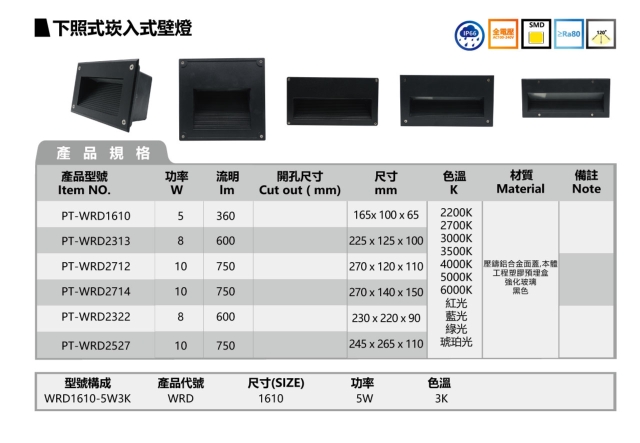 下照式坎入式壁灯