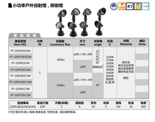 小功率户外投射灯 , 照树灯