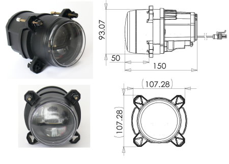 90mm LED投射式近光大燈模組- ECE, SAE/DOT