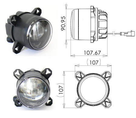 LED Auto lamp 90mm high Beam LED module E-mark