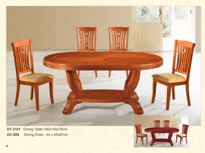 Wood Oval Table Chair Set