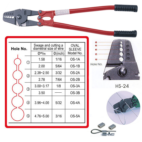 24” Hand Swager With Wire Cutter/ Crimping Tool