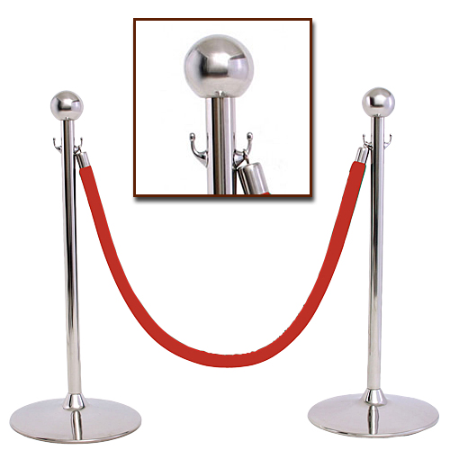 Crowd Control Stanchions, Velvet Cordon & Flag Base