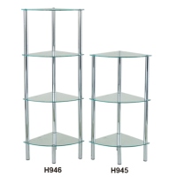 K/D 4-Tier Glass Corner Rack & K/D 3-Tier Glass Corner Rack