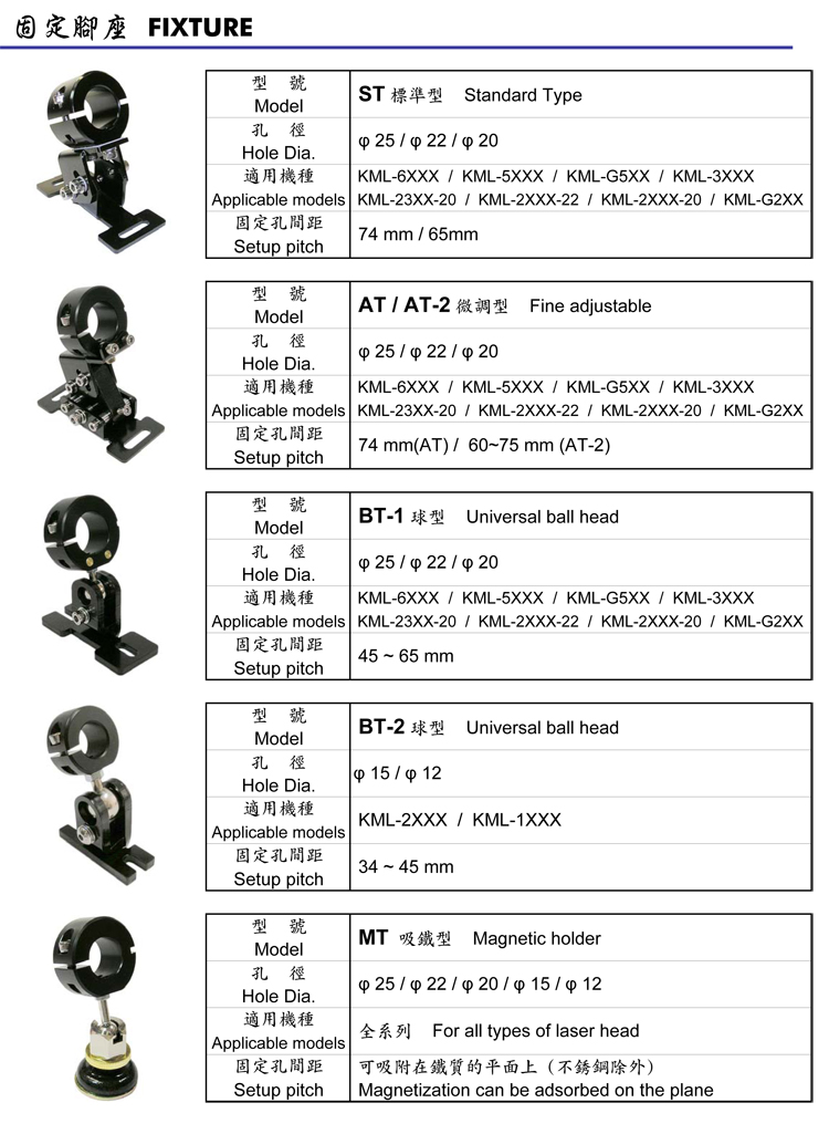 標準型固定腳座