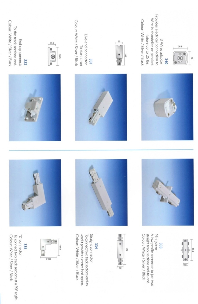 profile of 3-wired Live end, end cap, connector, adaptor