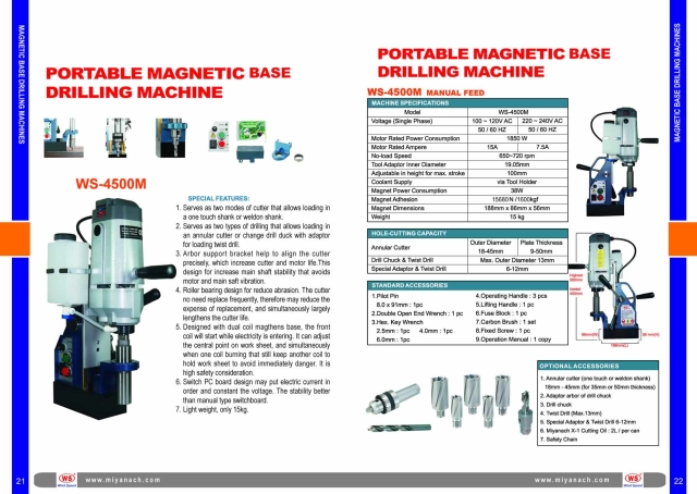 WS-4500 Magnetic Core Drill | Portable magnetic cutting units | Powered ...