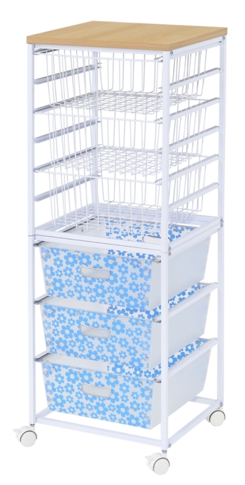 6-Tier Storage Rack (With3 Iron Wire Baskets + 3 PP Baskets)