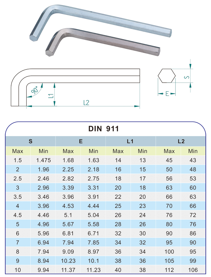 L Type Hexagon Wrench Key