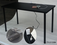 Computer table with USB charger and power sockets