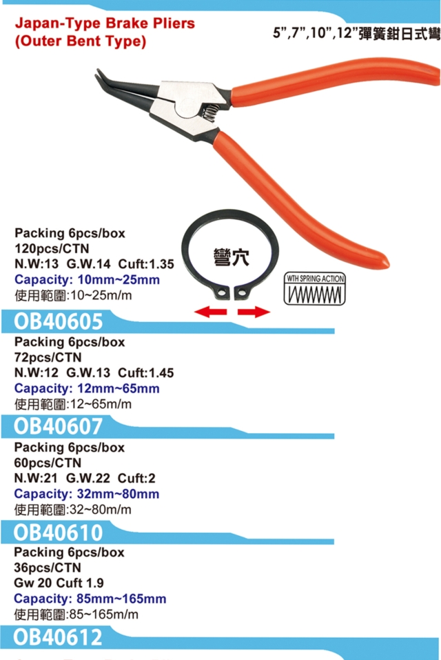 Japan-Type Brake Pliers 
(Outer Bent Type)