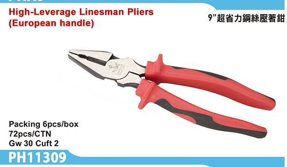 High-leverage Linesman Pliers
(European handle)