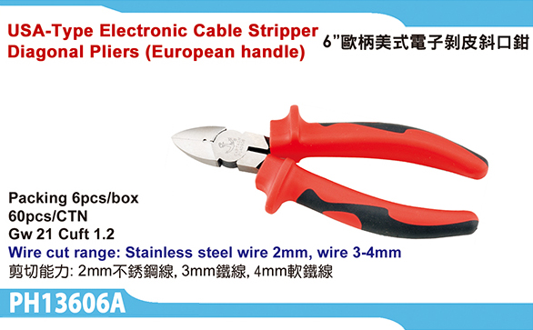 USA-type Electronic cable stripper diagonal pliers
(European Handle)