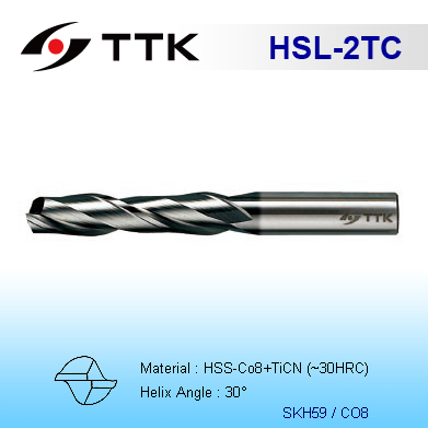 HSS 2-Flute End Mill Long Flute