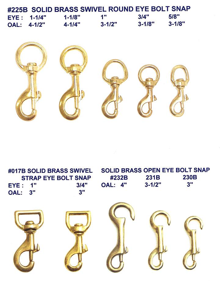 5/8 Brass, Bolt Swivel Snap Hook, Solid Brass, Zinc Alloy 