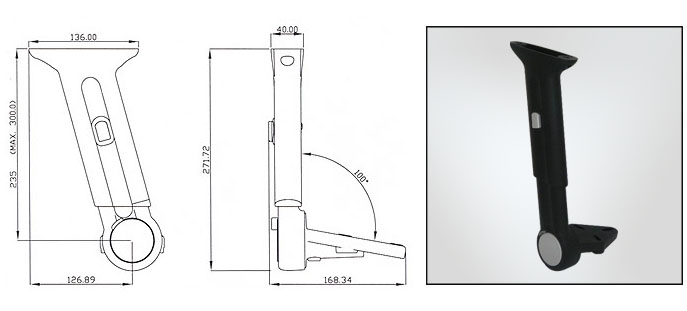 Plastic adjustable folding arm(Left and right arm)