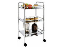 3-layer Punch Plate Food Trolley with Plastic Wheels