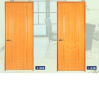 Composite teak-woodrain-lamlnated door set